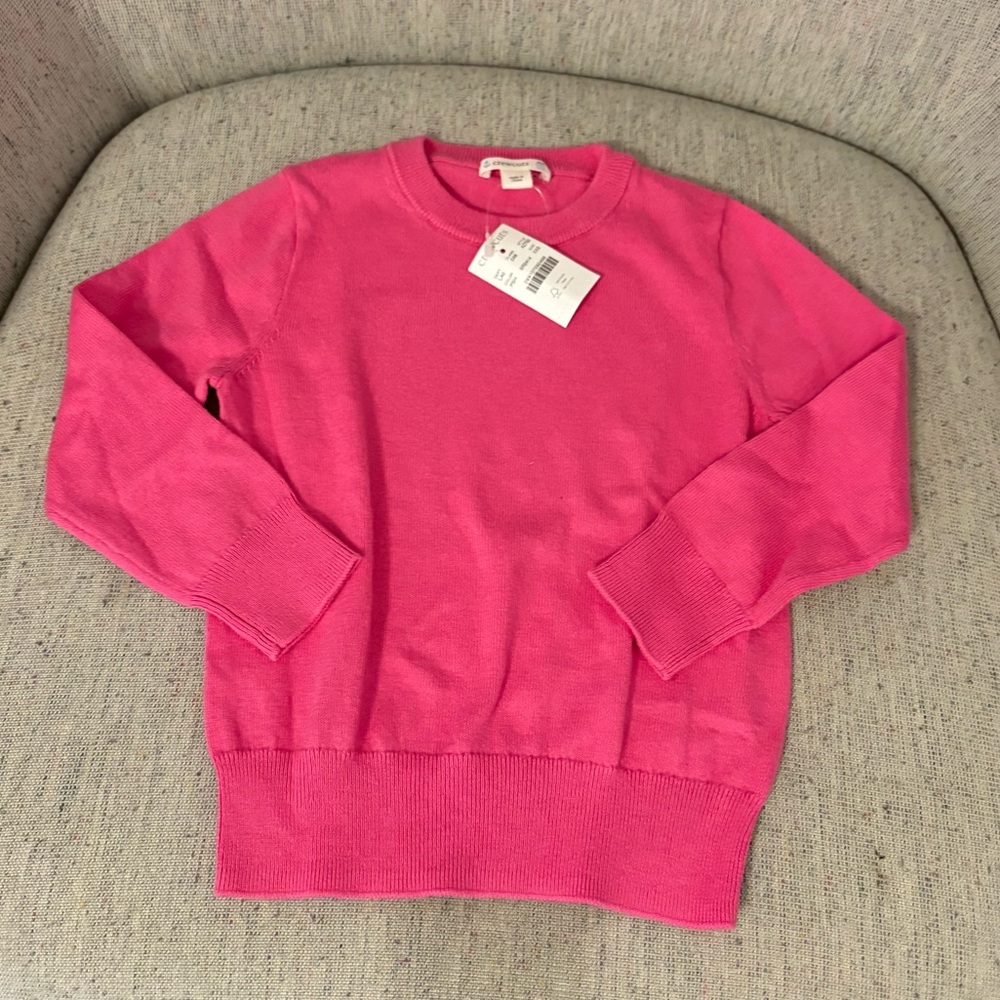 NWT J. Crew Kids' cotton cashmere crewneck sweater in pink shock, 3T